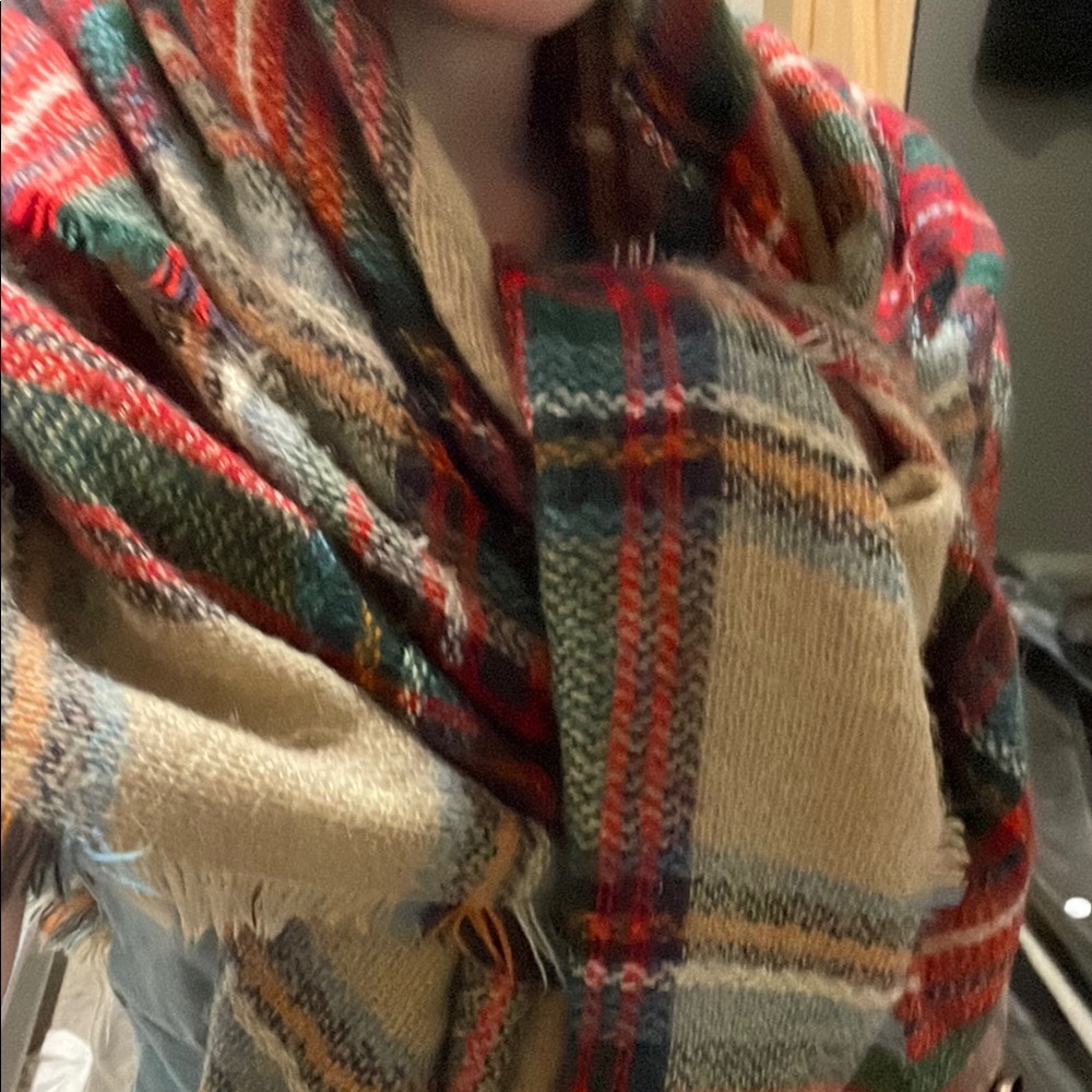 3/$20 Red and Green Plaid Acrylic Blanket Scarf